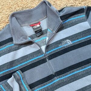 The North Face Sweatshirt Men’s L Gray Striped 1/4 Zip Pullover Fleece Outdoors